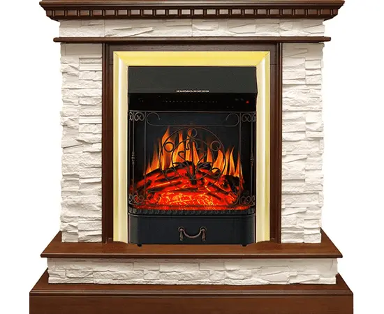 Каминокомплект Royal Flame Calgary Дуб/Сланец белый с очагом Majestic FX Brass Каминокомплект Royal Flame Calgary Дуб/Сланец белый с очагом Majestic FX Brass