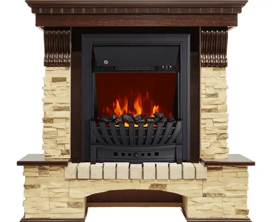 Каминокомплект Royal Flame Pierre Luxe Темный дуб/Сланец с очагом Aspen Black