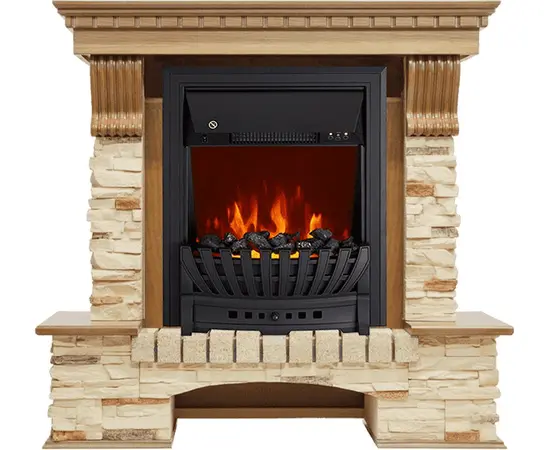 Каминокомплект Royal Flame Pierre Luxe Дуб/Сланец с очагом Aspen Black