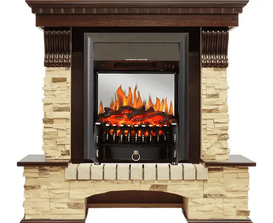 Каминокомплект Royal Flame Pierre Luxe Темный дуб/Сланец с очагом Fobos FX M Black Каминокомплект Royal Flame Pierre Luxe Темный дуб/Сланец с очагом Fobos FX M Black