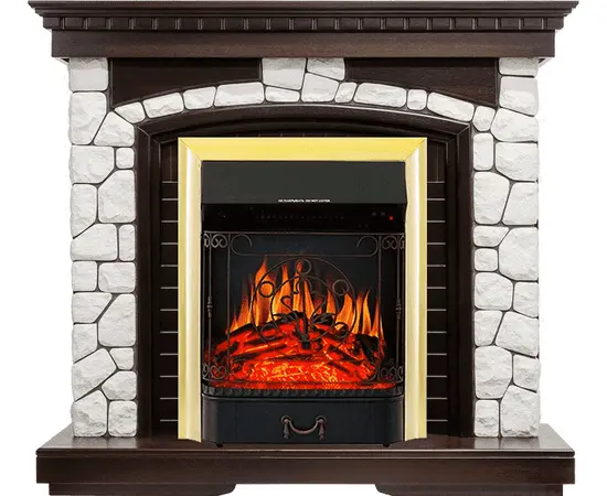 Каминокомплект Royal Flame Glasgow Темный дуб/Белый с очагом Majestic FX Brass Каминокомплект Royal Flame Glasgow Темный дуб/Белый с очагом Majestic FX Brass