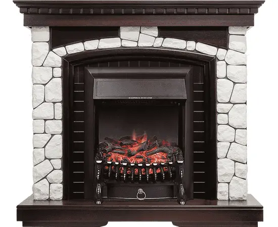 Каминокомплект Royal Flame Glasgow Темный дуб/Белый с очагом Fobos FX Black Каминокомплект Royal Flame Glasgow Темный дуб/Белый с очагом Fobos FX Black