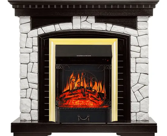 Каминокомплект Royal Flame Glasgow Венге/Белый с очагом Majestic FX Brass