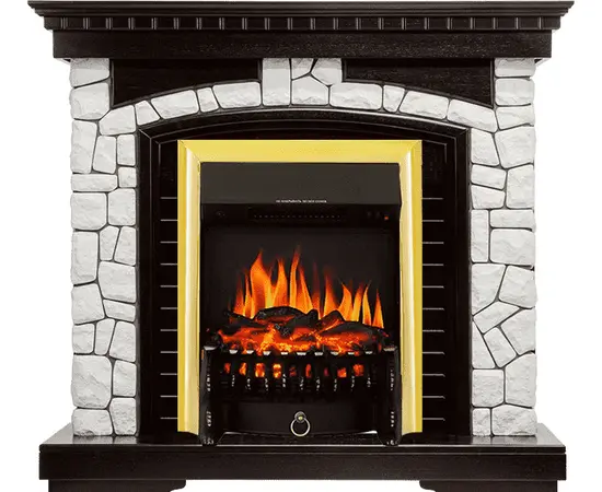 Каминокомплект Royal Flame Glasgow Венге/Белый с очагом Fobos FX Brass  Каминокомплект Royal Flame Glasgow Венге/Белый с очагом Fobos FX Brass