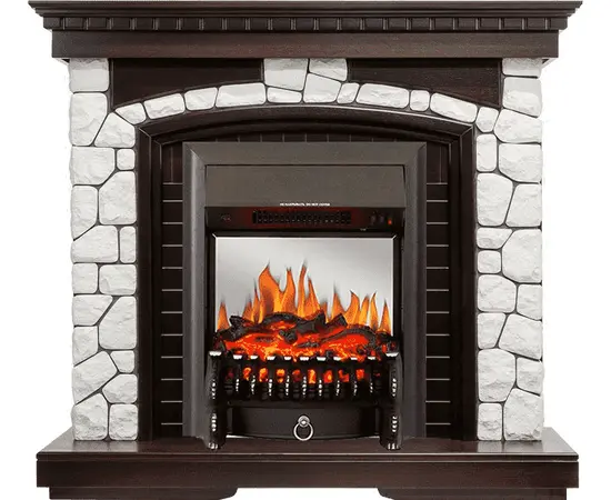 Каминокомплект Royal Flame Glasgow Темный дуб/Белый с очагом Fobos FX M Black