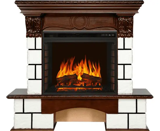 Каминокомплект Royal Flame Pierre Luxe Белый/Темный дуб с очагом Vision 23 EF LED FX