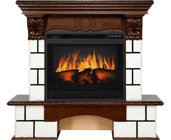 Каминокомплект Royal Flame Pierre Luxe Белый/Темный дуб с очагом Vision 23 EF LED 3D FX