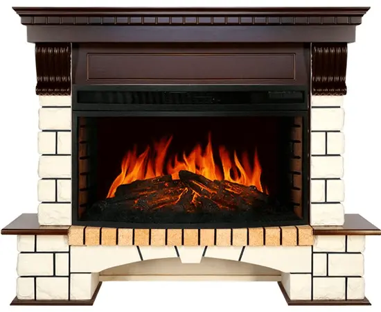Каминокомплект Royal Flame Pierre Luxe Темный дуб/Белый 1380 с очагом Dioramic 33W LED FX