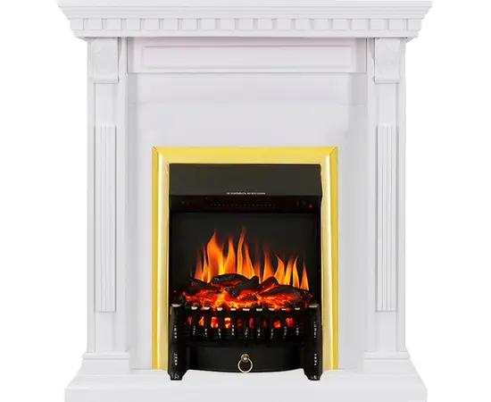 Каминокомплект Royal Flame Orlean Белый с очагом Fobos FX Brass Каминокомплект Royal Flame Orlean Белый с очагом Fobos FX Brass