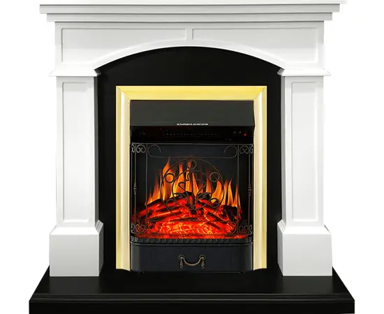 Каминокомплект Royal Flame Langford Белый с черным с очагом Majestic FX Brass Каминокомплект Royal Flame Langford Белый с черным с очагом Majestic FX Brass