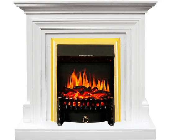Каминокомплект Royal Flame Bradford Белый с очагом Fobos FX Brass