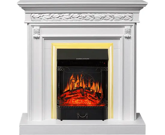 Каминокомплект Royal Flame Valletta Белый с очагом Majestic FX Brass