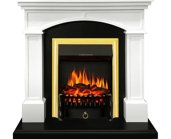 Каминокомплект Royal Flame Langford Белый с черным с очагом Fobos FX Brass