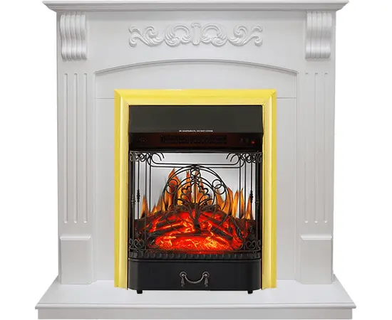 Каминокомплект Royal Flame Sorrento Белый дуб с очагом Majestic FX M Brass Каминокомплект Royal Flame Sorrento Белый дуб с очагом Majestic FX M Brass