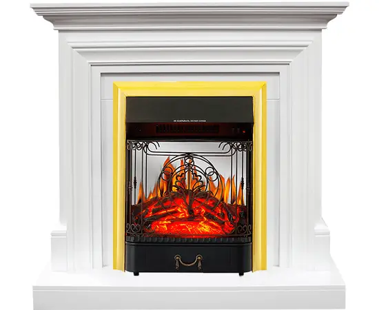 Каминокомплект Royal Flame Bradford Белый с очагом Fobos FX M Brass