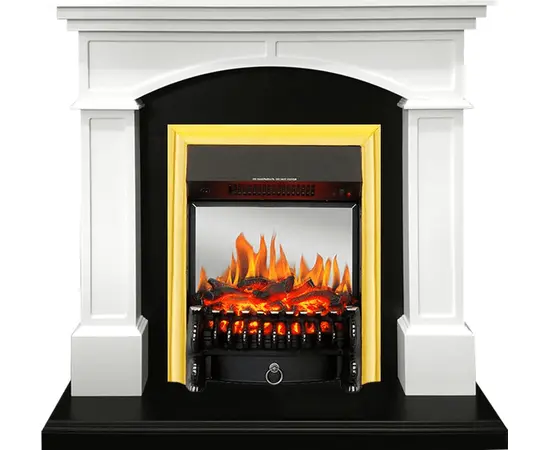 Каминокомплект Royal Flame Langford Белый с черным с очагом Fobos FX M Brass