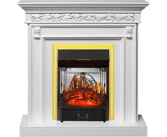 Каминокомплект Royal Flame Valletta Белый с очагом Majestic FX M Brass