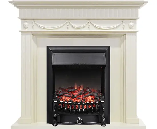 Каминокомплект Royal Flame Corfu Слоновая кость с очагом Fobos FX Black Каминокомплект Royal Flame Corfu Слоновая кость с очагом Fobos FX Black