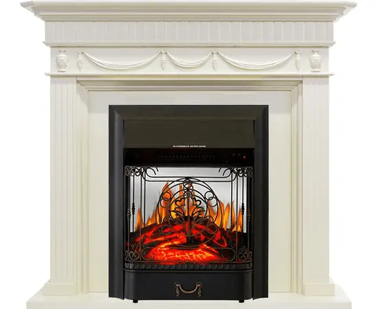 Каминокомплект Royal Flame Corfu Слоновая кость с очагом Majestic FX M Black Каминокомплект Royal Flame Corfu Слоновая кость с очагом Majestic FX M Black