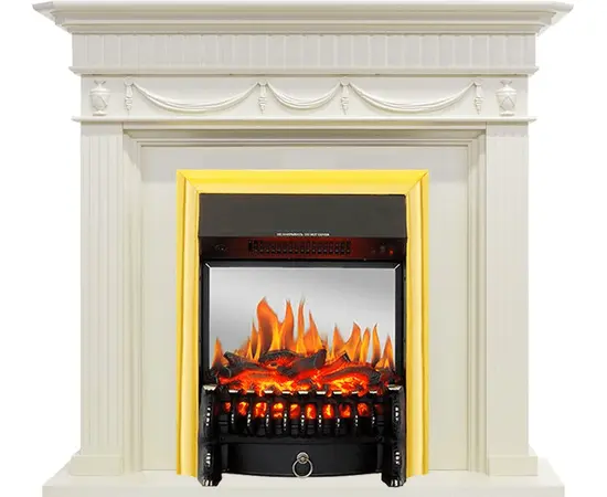 Каминокомплект Royal Flame Corfu Слоновая кость с очагом Fobos FX M Brass