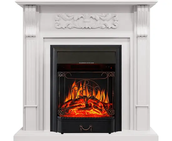Каминокомплект Royal Flame Venice Фактурный белый с очагом Majestic FX Black Каминокомплект Royal Flame Venice Фактурный белый с очагом Majestic FX Black
