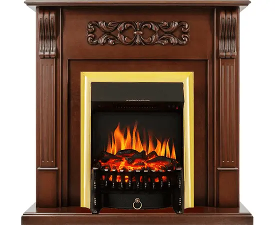 Каминокомплект Royal Flame Venice Махагон коричневый антик с очагом Fobos FX Brass