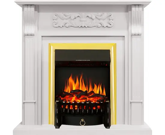 Каминокомплект Royal Flame Venice Фактурный белый с очагом Fobos FX Brass