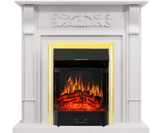 Каминокомплект Royal Flame Venice Фактурный белый с очагом Majestic FX Brass