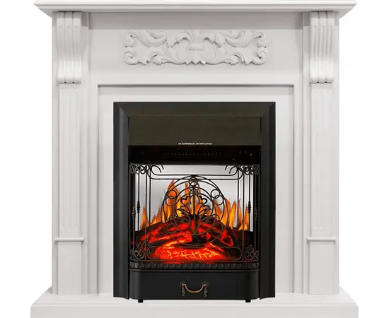 Каминокомплект Royal Flame Venice Фактурный белый с очагом Majestic FX M Black Каминокомплект Royal Flame Venice Фактурный белый с очагом Majestic FX M Black
