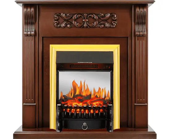 Каминокомплект Royal Flame Venice Махагон коричневый антик с очагом Fobos FX M Brass