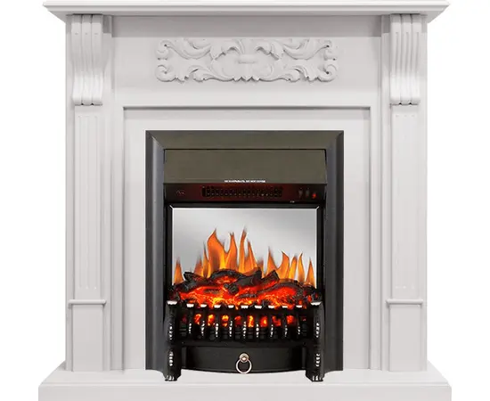 Каминокомплект Royal Flame Venice Фактурный белый с очагом Fobos FX M Black