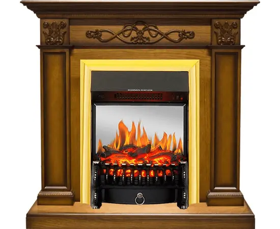 Каминокомплект Royal Flame Verona Дуб антик с очагом Fobos FX M Brass Каминокомплект Royal Flame Verona Дуб антик с очагом Fobos FX M Brass