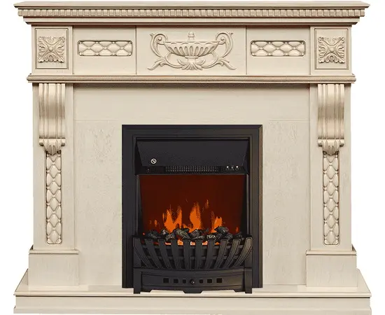 Каминокомплект Royal Flame Corsica Слоновая кость с патиной с очагом Aspen Black