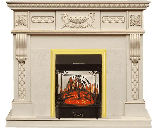 Каминокомплект Royal Flame Corsica Слоновая кость с патиной с очагом Majestic FX M Brass