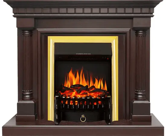 Каминокомплект Royal Flame Dallas Темный дуб с очагом Fobos FX Brass