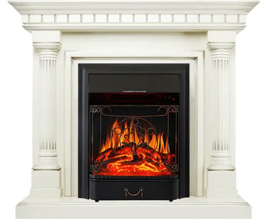 Каминокомплект Royal Flame Dallas Слоновая кость с патиной с очагом Majestic FX Black Каминокомплект Royal Flame Dallas Слоновая кость с патиной с очагом Majestic FX Black