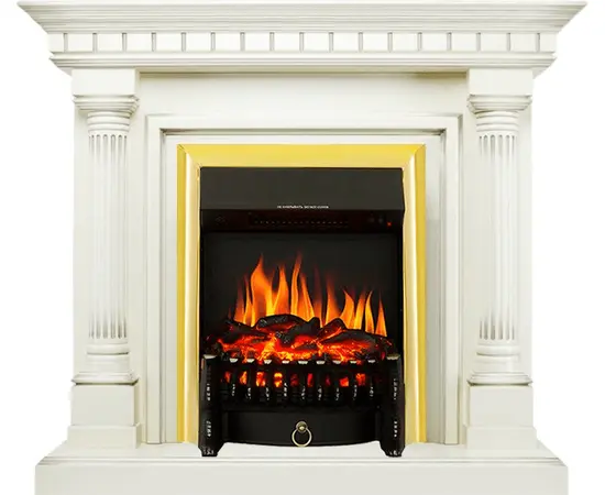  Каминокомплект Royal Flame Dallas Слоновая кость с патиной с очагом Fobos FX Brass