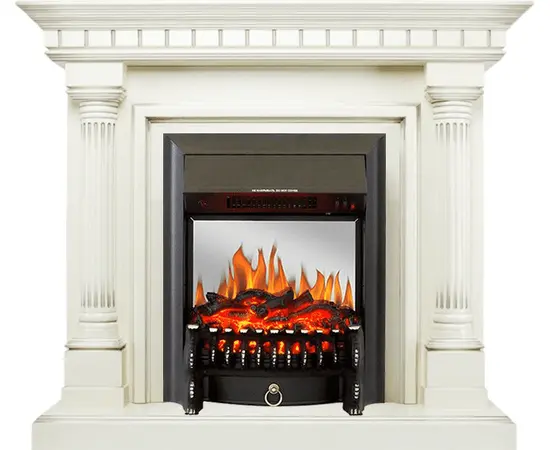 Каминокомплект Royal Flame Dallas Слоновая кость с патиной с очагом Fobos FX M Black