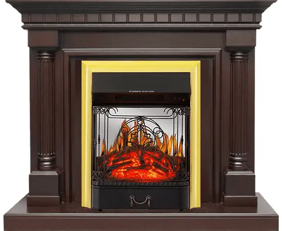 Каминокомплект Royal Flame Dallas Темный дуб с очагом Majestic FX M Brass