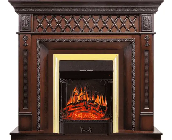 Каминокомплект Royal Flame Alexandria махагон коричневый антик с очагом Majestic FX Brass Каминокомплект Royal Flame Alexandria махагон коричневый антик с очагом Majestic FX Brass