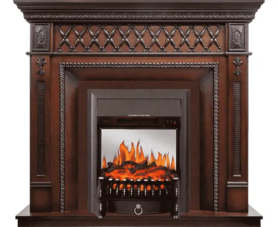 Каминокомплект Royal Flame Alexandria махагон коричневый антик с очагом Fobos FX M Black