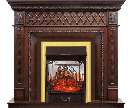Каминокомплект Royal Flame Alexandria махагон коричневый антик с очагом Majestic FX M Brass