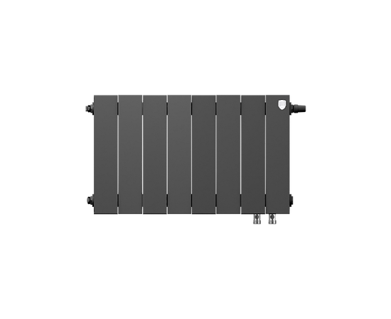 Royal Thermo PianoForte 300/Noir Sable х16 VD, Количество секций вариация радиаторы: 16, Межосевое расстояние (мм): 300, Подключение: Нижнее, Цвет: Чёрный, - 2