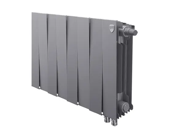 Royal Thermo PianoForte 300/Silver Satin х8 VD, Количество секций (шт): 8, Межосевое расстояние (мм): 300, Подключение: Нижнее