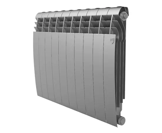 Royal Thermo BiLiner 500 Silver Satin х8, Количество секций (шт): 8, Межосевое расстояние (мм): 500, Подключение: Боковое