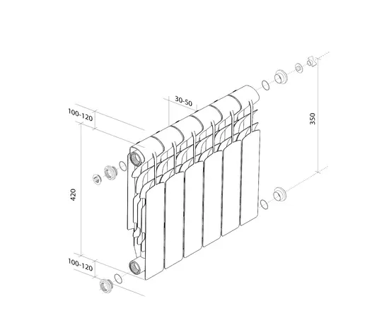Royal Thermo Revolution 350 x4, Количество секций (шт): 4, Межосевое расстояние (мм): 350, - 6