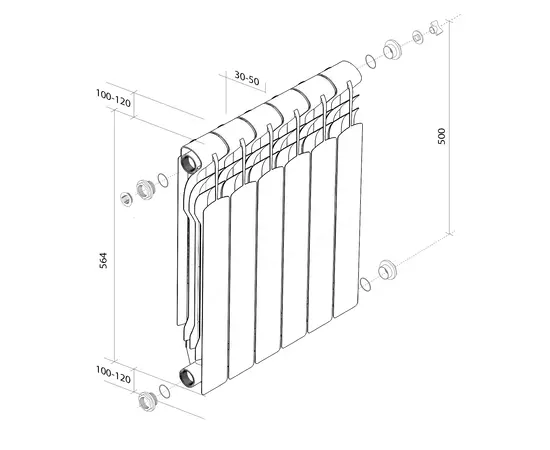 Royal Thermo Revolution Bimetall 500 x12, Количество секций (шт): 12, Межосевое расстояние (мм): 500, - 2