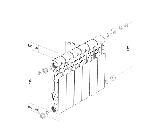 Royal Thermo Revolution Bimetall 350 x10, Количество секций вариация радиаторы: 10, Межосевое расстояние (мм): 350, - 2