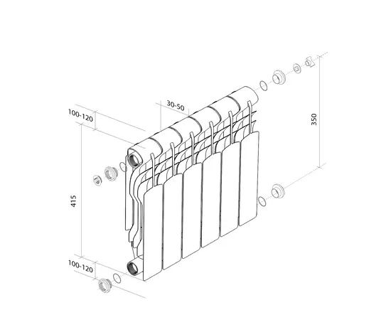 Royal Thermo Revolution Bimetall 350 x8, Количество секций (шт): 8, Межосевое расстояние (мм): 350, - 2