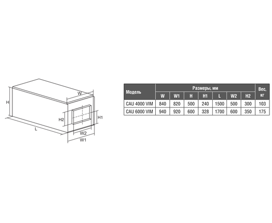 Shuft CAU 4000/1-22,5/3 VIM, Мощность нагревателя (кВт): 22,5, Производительность (м³/ч): 4100, - 2